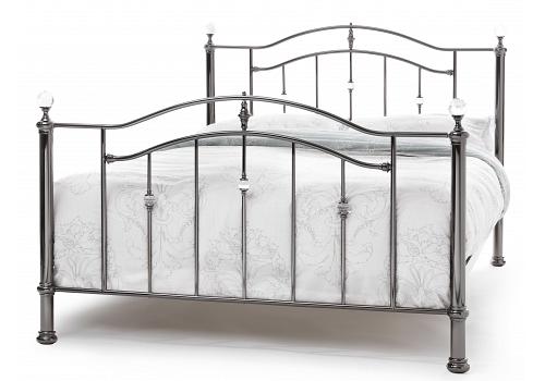 4ft Small Double black nickel & crystal ball finish traditional metal Bed Frame 1